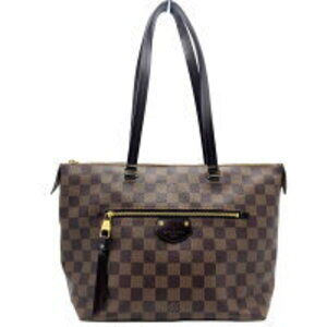 LOUIS VUITTON Iena Damier Ebene Brown Tote Bag Shoulder Brown Zipper Closure